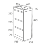 600 3 Drawer Floor Standing
