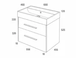 600 Wall Hung 2 Drawers Basin Unit