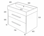 800 Wall Hung 2 Drawers Basin Unit