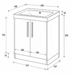 600 Floor Standing Two Door Basin Unit
