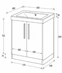 650 Floor Standing Two Door Basin Unit