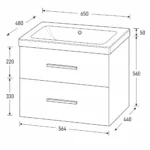 650 Wall Hung Two Drawer Basin Unit