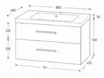 800 Wall Hung Two Drawer Basin Unit