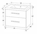 600 Wall Hung Two Drawer Basin Unit