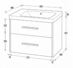 650 Wall Hung Two Drawer Basin Unit