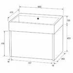800 Wall Hung One Drawer Basin Unit